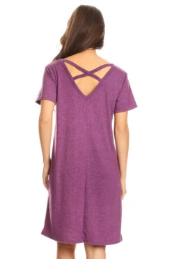 Cross Back T-Shirt Dress -Selected Women's Clothing Store DRS032 PLM 4