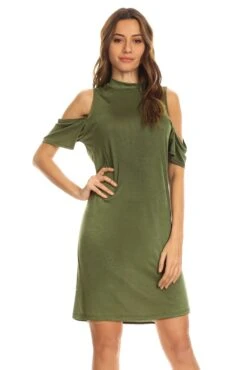 Set The Scene Cold Shoulder Shift Dress -Selected Women's Clothing Store DRS037 LOL
