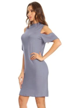 Set The Scene Cold Shoulder Shift Dress -Selected Women's Clothing Store DRS037 STB 2