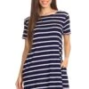 Striped Criss Cross Back Tunic Dress With Pockets -Selected Women's Clothing Store DRS038 NVY 6