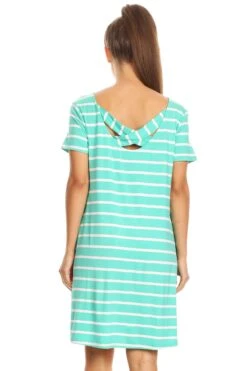 Striped Criss Cross Back Tunic Dress With Pockets -Selected Women's Clothing Store DRS038 SFM 4