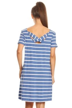 Striped Criss Cross Back Tunic Dress With Pockets -Selected Women's Clothing Store DRS038 TEL 4