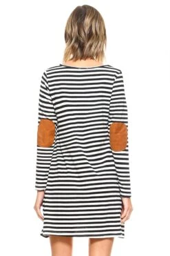Patch Things Up Striped Dress -Selected Women's Clothing Store DRS058 BLK 4