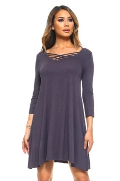 Sunday Strolls Cross Strap Swing Dress -Selected Women's Clothing Store DRS060 CHA