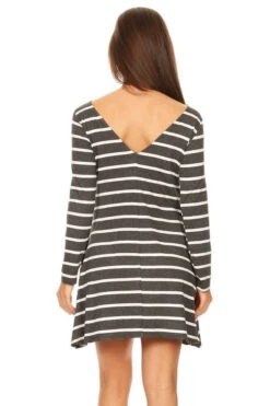 Chic Stripes V-Back Swing Dress -Selected Women's Clothing Store DRS067 CHA 4