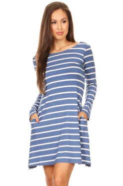 Chic Stripes V-Back Swing Dress -Selected Women's Clothing Store DRS067 DEM