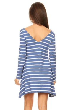 Chic Stripes V-Back Swing Dress -Selected Women's Clothing Store DRS067 DEM 4
