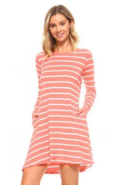 Chic Stripes V-Back Swing Dress -Selected Women's Clothing Store DRS067 DSR l