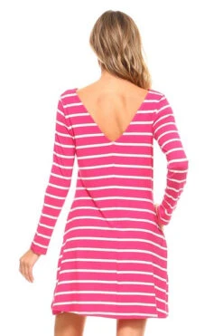 Chic Stripes V-Back Swing Dress -Selected Women's Clothing Store DRS067 FUS 2 l