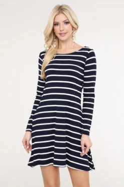 Chic Stripes V-Back Swing Dress -Selected Women's Clothing Store DRS067 NBL 5