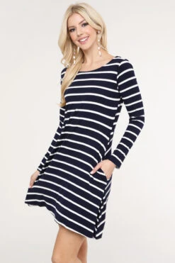 Chic Stripes V-Back Swing Dress -Selected Women's Clothing Store DRS067 NBL 6