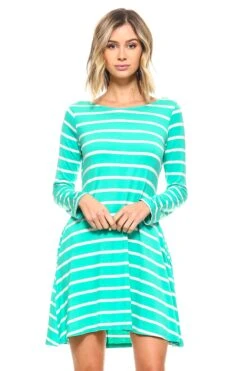 Chic Stripes V-Back Swing Dress -Selected Women's Clothing Store DRS067 SFM 2