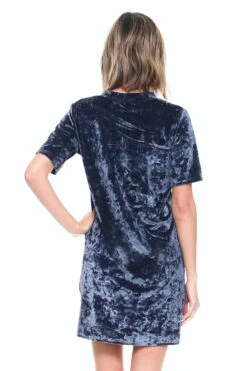 Crushed Velvet T-Shirt Dress -Selected Women's Clothing Store DRS071 CHA 4