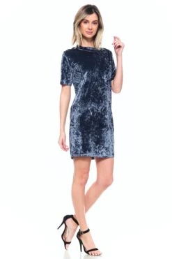 Crushed Velvet T-Shirt Dress -Selected Women's Clothing Store DRS071 CHA 5