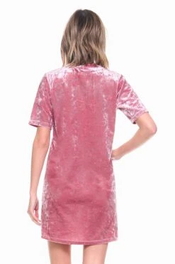 Crushed Velvet T-Shirt Dress -Selected Women's Clothing Store DRS071 DYR 3