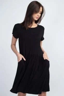 Babydoll Short Sleeve Swing Dress -Selected Women's Clothing Store DRS154 BLK 3