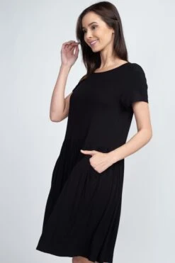 Babydoll Short Sleeve Swing Dress -Selected Women's Clothing Store DRS154 BLK 5