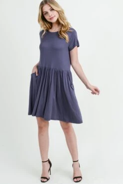Babydoll Short Sleeve Swing Dress -Selected Women's Clothing Store DRS154 CHA