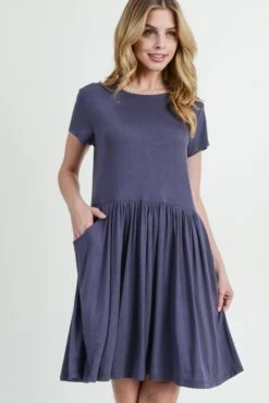 Babydoll Short Sleeve Swing Dress -Selected Women's Clothing Store DRS154 CHA 2