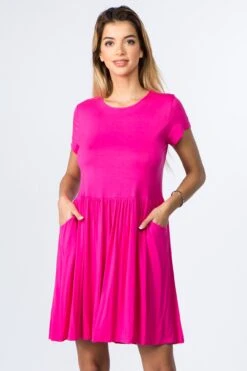 Babydoll Short Sleeve Swing Dress -Selected Women's Clothing Store DRS154 FUS