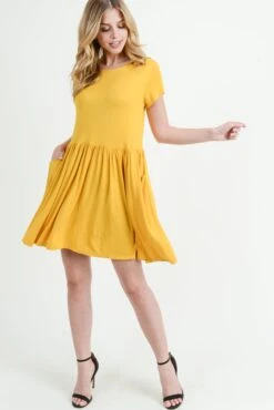 Babydoll Short Sleeve Swing Dress -Selected Women's Clothing Store DRS154 MUS