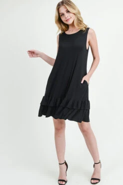 Flirt With A Twirl Sleeveless Ruffle Dress With Pockets -Selected Women's Clothing Store DRS182 BLK 7 f6ee5671 30a2 4b32 bd1e 6927881ce033