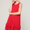 Flirt With A Twirl Sleeveless Ruffle Dress With Pockets