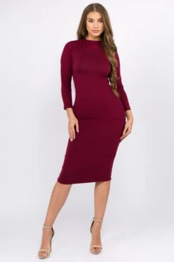 Wild Card Mock Neck Bodycon Dress -Selected Women's Clothing Store DRS190 BUG 5