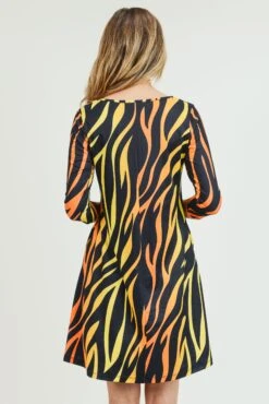 Fiery Zebra Print A-Line Dress -Selected Women's Clothing Store DRS213 ORG 4