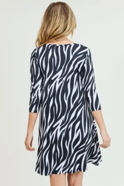 Fiery Zebra Print A-Line Dress -Selected Women's Clothing Store DRS213 WHT 5