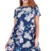 Fresh As A Daisy Short Sleeve Skater Dress With Pockets -Selected Women's Clothing Store DRS220 NAV 1 RegularSize