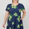 Lots Of Lemon Print Dress With Pockets Plus -Selected Women's Clothing Store DRS227P NAV l