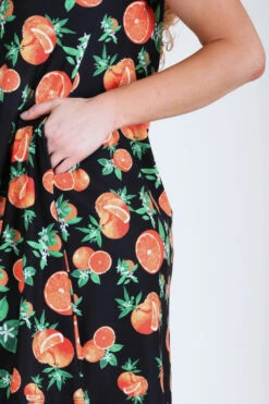 Orange Fruit Dress With Pockets -Selected Women's Clothing Store DRS228 BLK 6 l 1