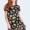Orange Fruit Dress With Pockets