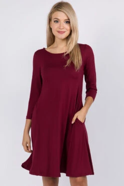Free And Easy ¾ Sleeve Summer Swing Dress -Selected Women's Clothing Store DRS250 BUG1