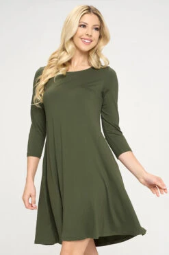 Free And Easy ¾ Sleeve Summer Swing Dress -Selected Women's Clothing Store DRS250 DOL1