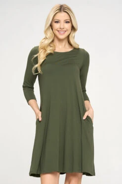Free And Easy ¾ Sleeve Summer Swing Dress -Selected Women's Clothing Store DRS250 DOL2