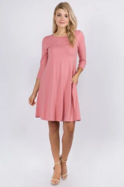 Free And Easy ¾ Sleeve Summer Swing Dress -Selected Women's Clothing Store DRS250 DSR3