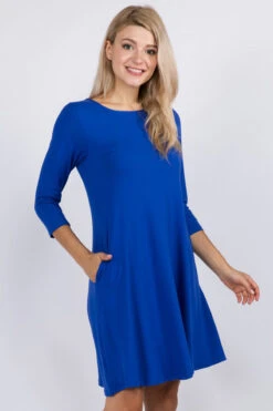 Free And Easy ¾ Sleeve Summer Swing Dress -Selected Women's Clothing Store DRS250 RBL3