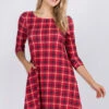 Traditional Plaid A-line Dress -Selected Women's Clothing Store DRS251 RED1