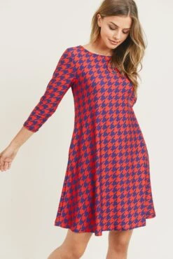 Houndstooth ¾ Sleeve Dress -Selected Women's Clothing Store DRS257 RSB 2