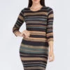 Bold Striped Midi Bodycon Dress -Selected Women's Clothing Store DRS264 BLK l