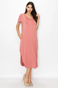 Casual Rounded Hem Midi Dress -Selected Women's Clothing Store DRS306 DMU 2 l