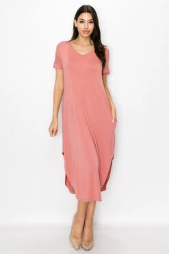 Casual Rounded Hem Midi Dress -Selected Women's Clothing Store DRS306 DMU 4 l