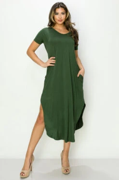 Casual Rounded Hem Midi Dress -Selected Women's Clothing Store DRS306 FRG2