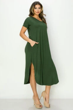 Casual Rounded Hem Midi Dress -Selected Women's Clothing Store DRS306 FRG3