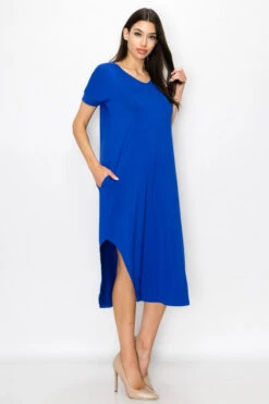 Casual Rounded Hem Midi Dress -Selected Women's Clothing Store DRS306 RBL 2 l