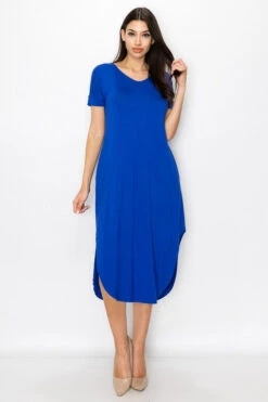Casual Rounded Hem Midi Dress -Selected Women's Clothing Store DRS306 RBL 4 l