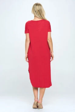 Casual Rounded Hem Midi Dress -Selected Women's Clothing Store DRS306 RED5