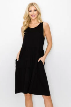 Bohemian Layered Hem Dress -Selected Women's Clothing Store DRS320 BLK l